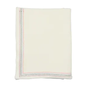 Bee & Dee Ivory Boys Colored Stitching Blanket