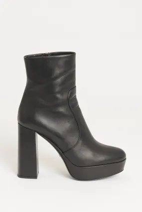 Black Leather Preowned Block Heel Boots