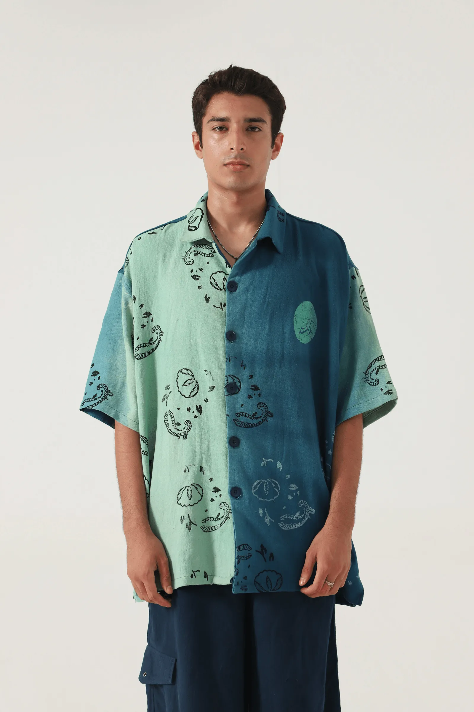 BLOCKPRINTED TIE-DYE SHIRT