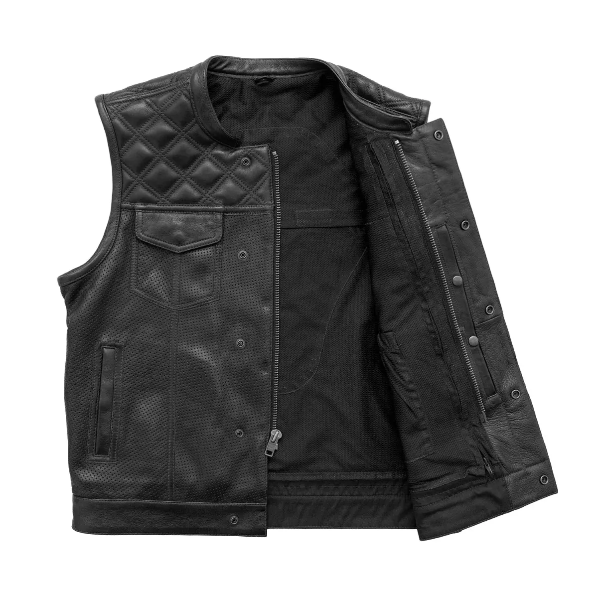 Downside Perforated Men's Motorcycle Leather Vest