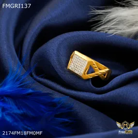 Freeme 1gm Squar X with AD Gold plated ring for men - FMGRI137