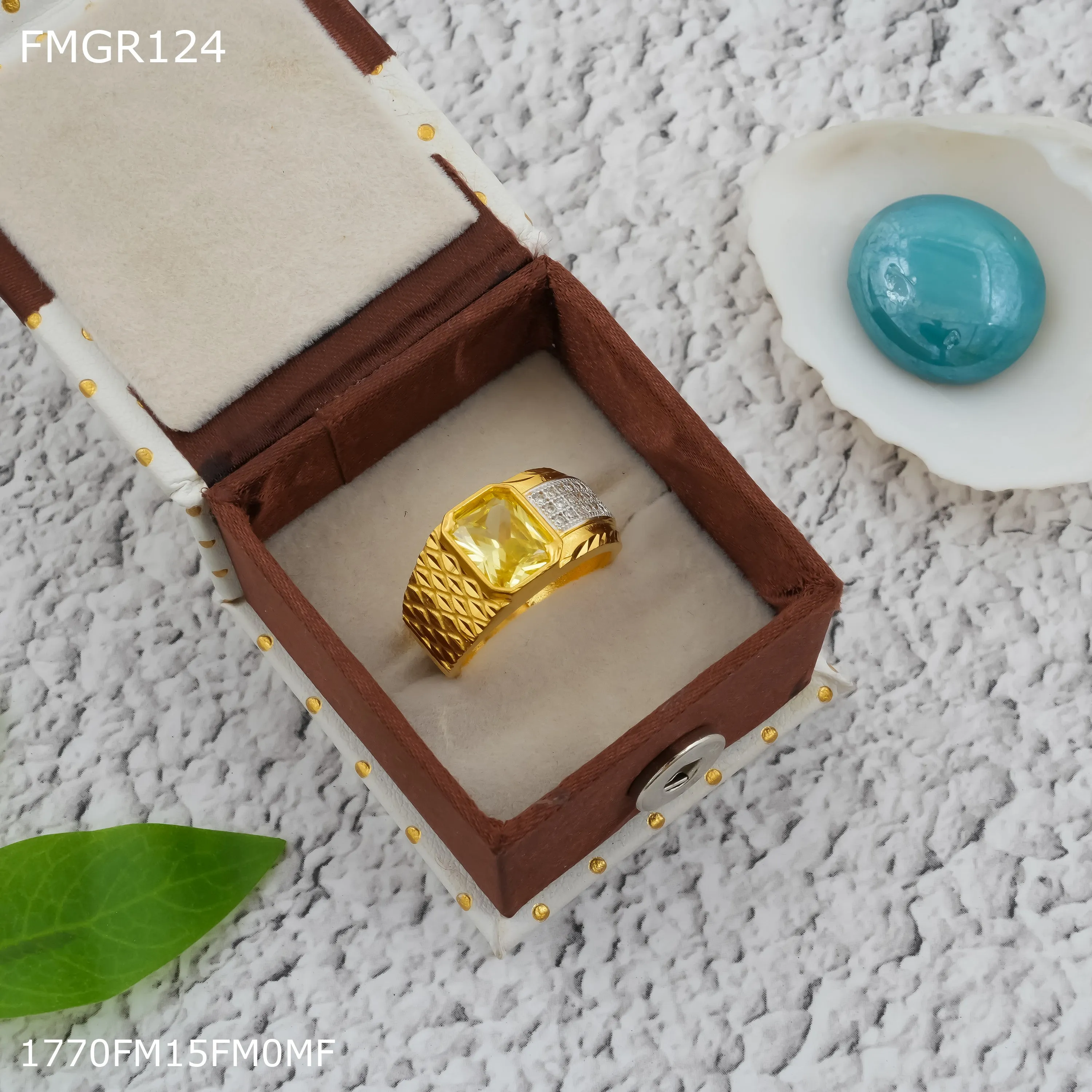 Freeme 1gm Yellow stone ad gold plated ring for men - FMGRI124