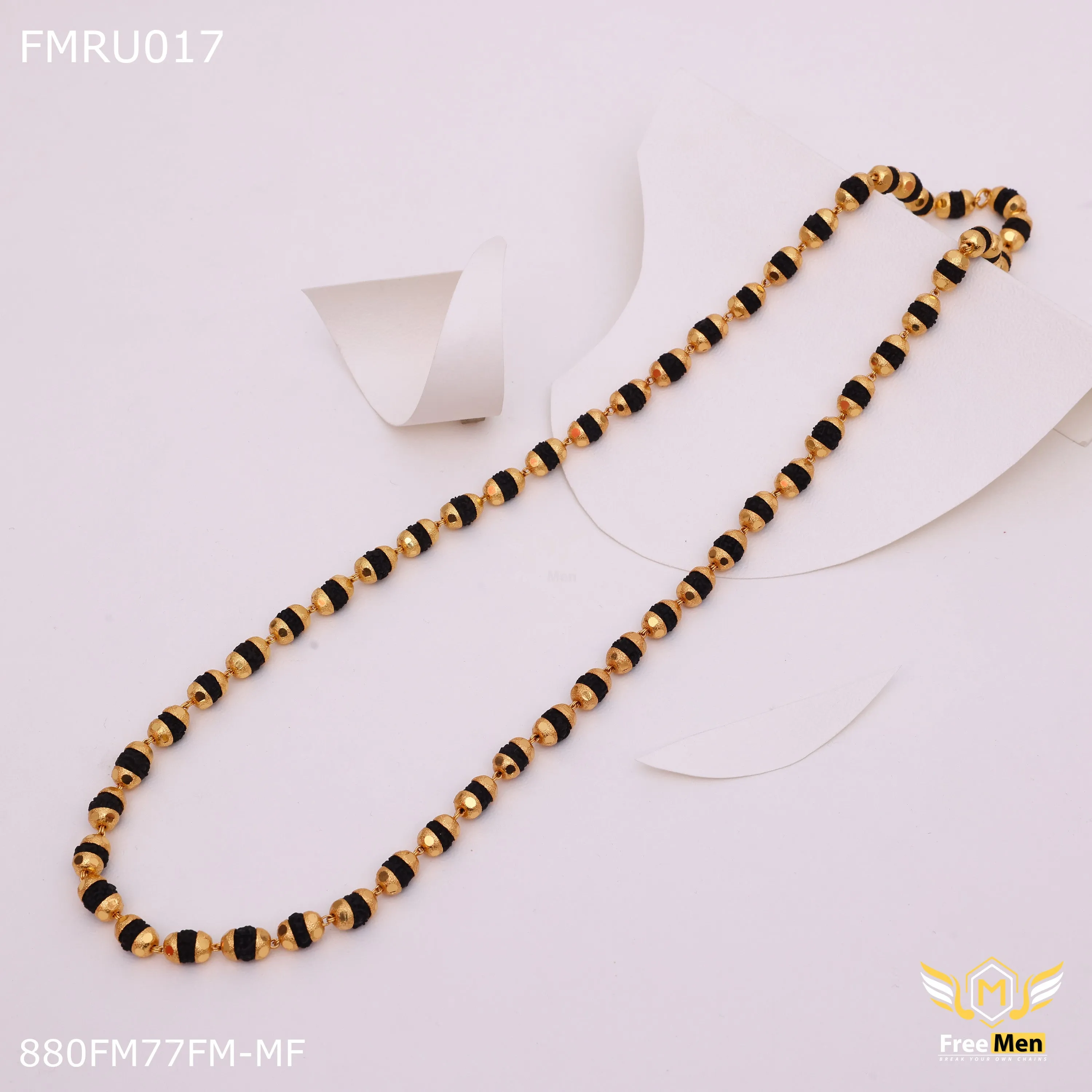 Freemen Black Rudraksha with micro boll Mala for Man - FMRU017