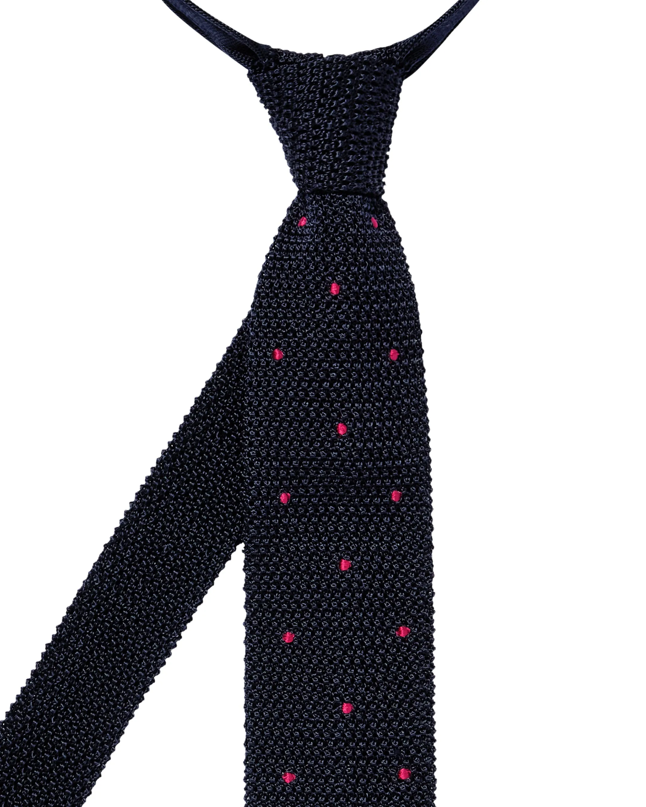 Men's Tricot Pois Silk Tie Navy Blue