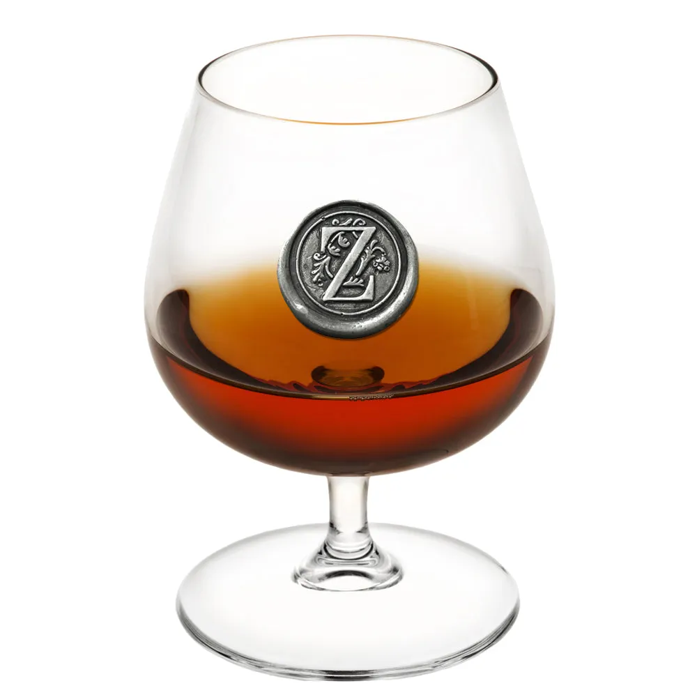 Monogram 410ml Brandy Cognac Snifter Glass Personalised Gift With Pewter Initial