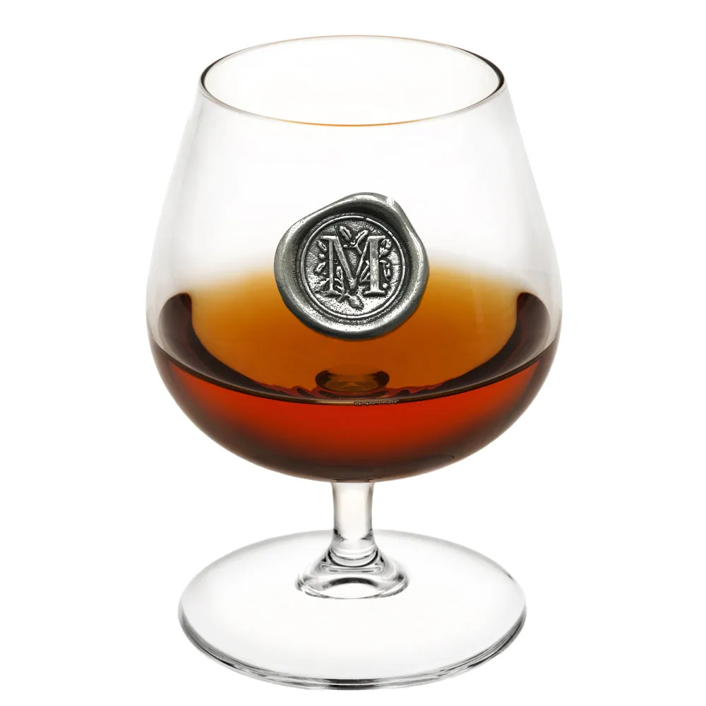 Monogram 410ml Brandy Cognac Snifter Glass Personalised Gift With Pewter Initial