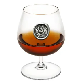 Monogram 410ml Brandy Cognac Snifter Glass Personalised Gift With Pewter Initial