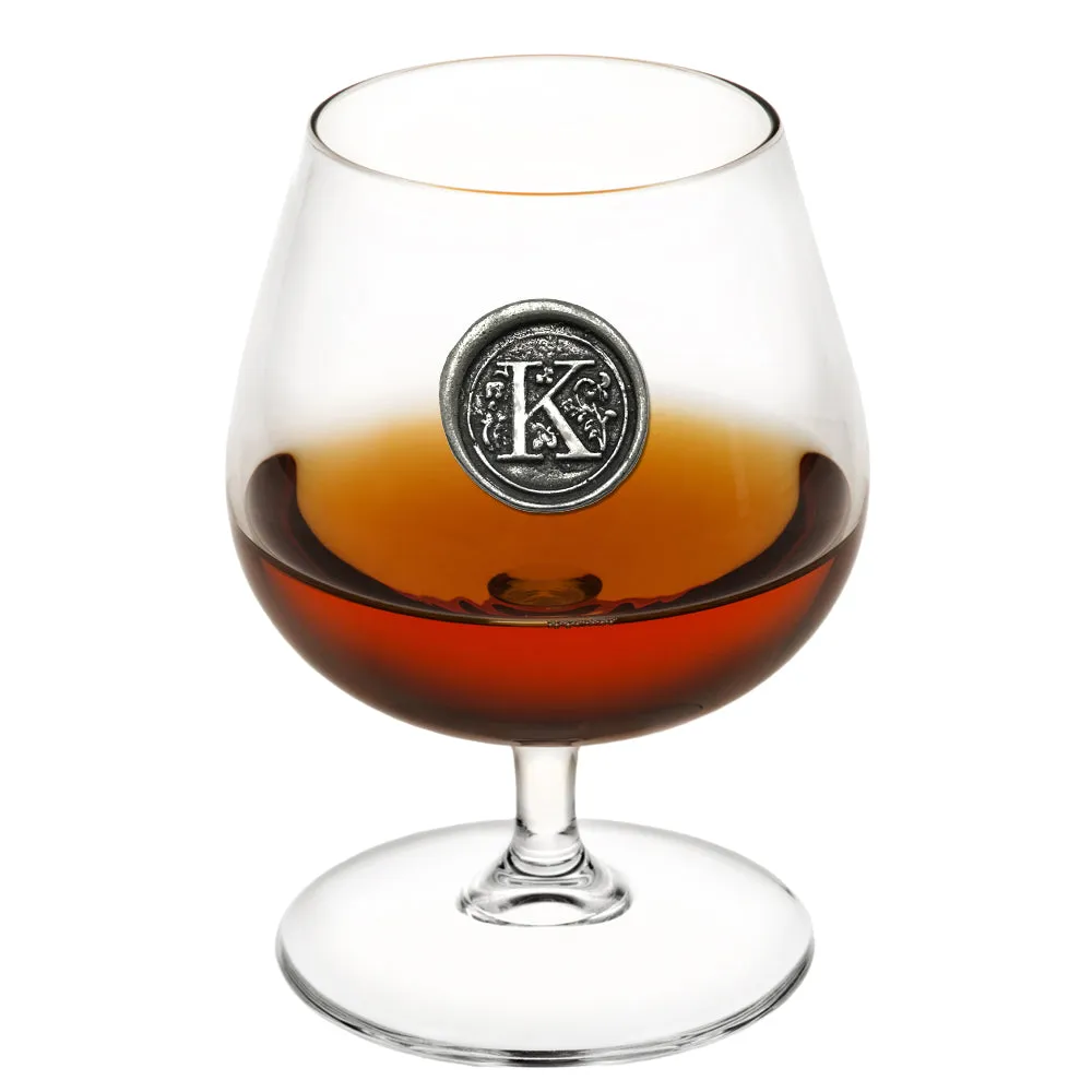 Monogram 410ml Brandy Cognac Snifter Glass Personalised Gift With Pewter Initial