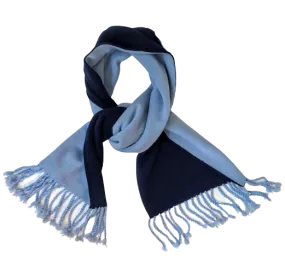 Navy Light Blue Cashmere Knitted Double Face Scarf