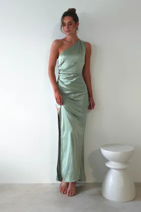 Thessy Soft Satin Maxi Dress | Sage